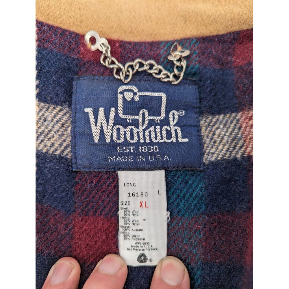 Woolrich Vintage USA Made Men's Wool Tan Bomber Jacket Coat, Flannel Lined, XL - Picture 11 of 12